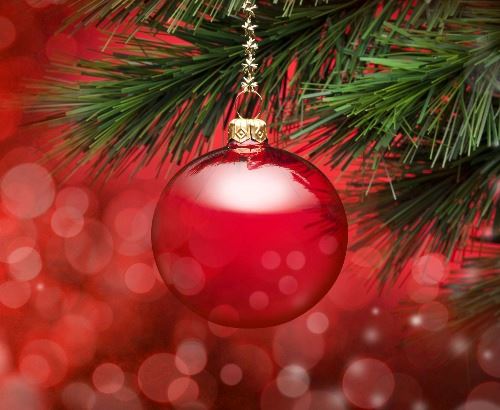 red ornament on tree