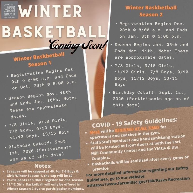 Winter Basketball Season Announcement 9.30.2020